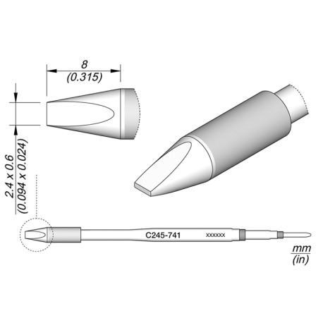 JBC C245741 CARTUCHO PARA CAUTIN PUNTA CINCEL 2.4 X 8 MM PARA T245 T470
