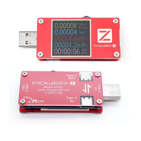 POWER Z KT001 USB-A PD TESTER VOLTAJE Y CORRIENTE AMPERAJE ANALIZADOR USB