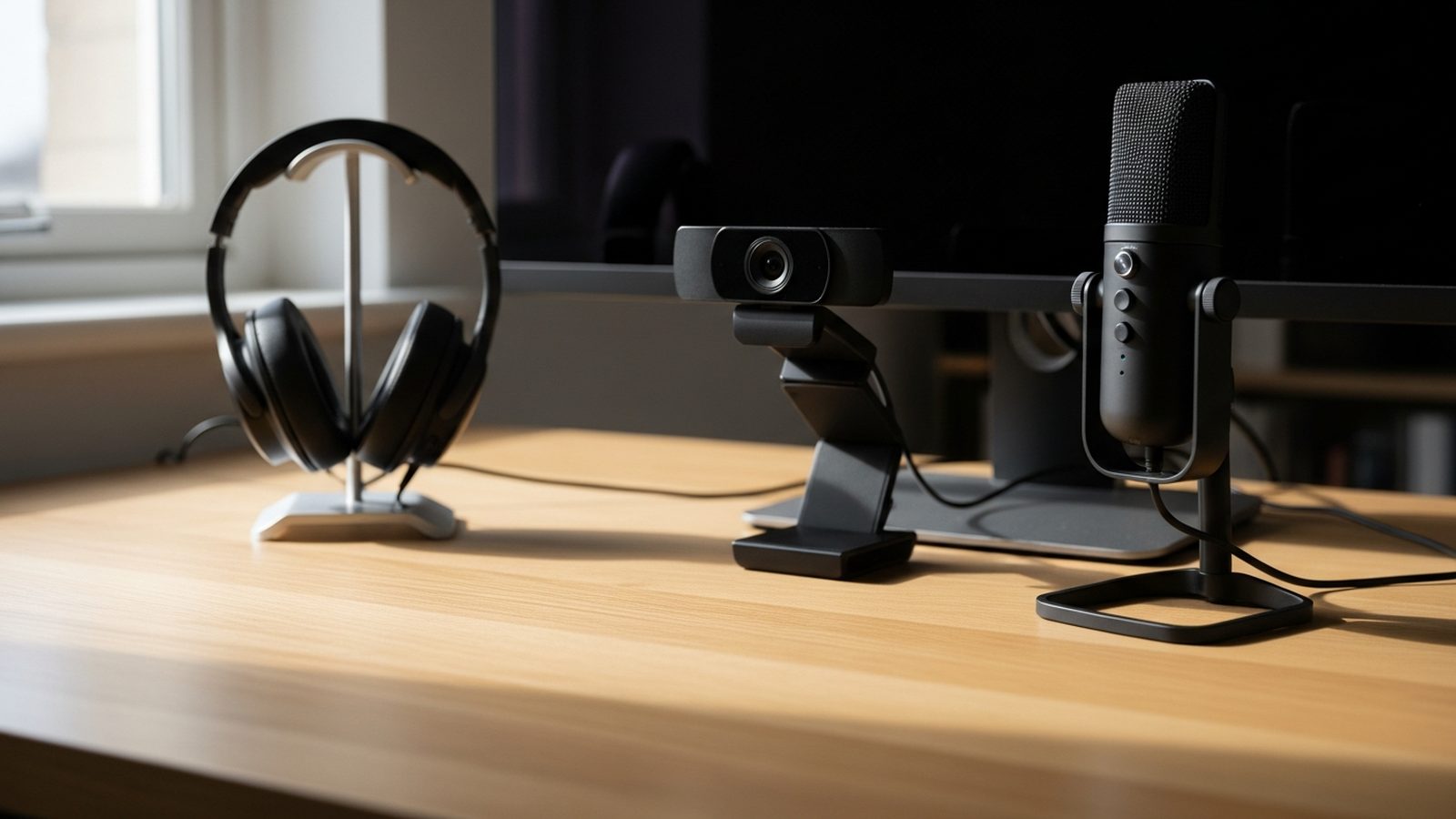 Webcam, micrófono y audífonos para oficina en casa